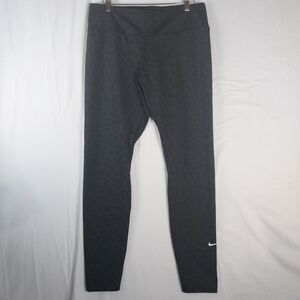 Nike One Dri-Fit Large Leopard Print Leggings Workout Gym Tight Black Grey